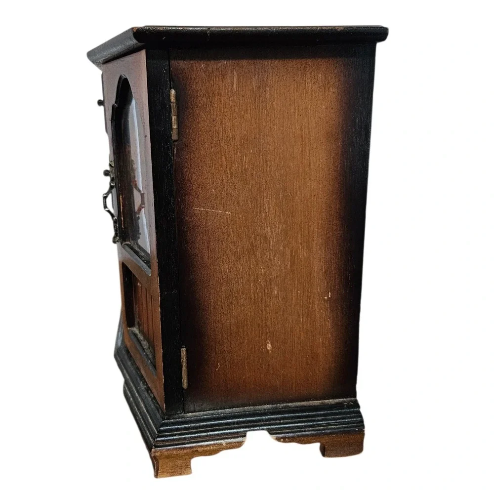 Vintage MCM Wooden Jewelry Armoire Etched Glass Doors & 4 Drawers Dresser 10.5